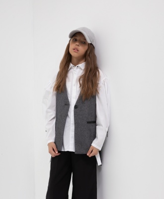 Жилет серый из твида Gulliver, школьная форма для девочек  фото, kupilegko.ru